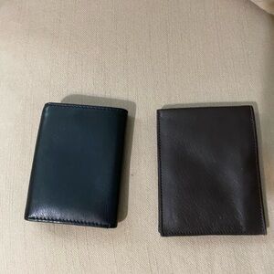 Slim Leather Card & Key Holder Wallet - Black and Brown